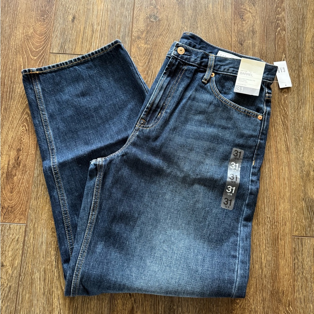 Gap high rise barrel 12 31 Dark Indigo Blue Women's Jeans - Picture 2 of 7